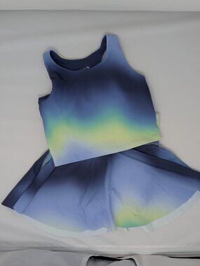 Old Navy Active Girls Tennis Set Blue Green Ombré Skort + Top Size S (6–7)